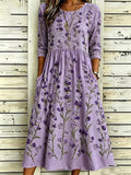 Women'S Casual Purple Floral Print Dress