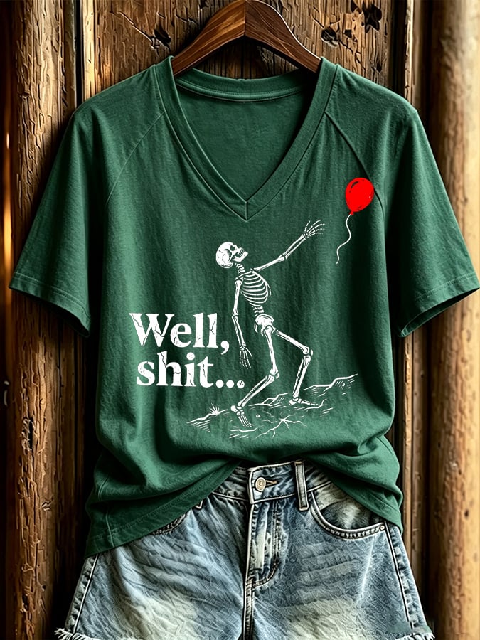🔥🔥2nd 50% Off 🔥🔥Women's Halloween Well, shit... Printed Casual Short-Sleeve T-Shirt