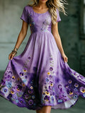 Women's Alzheimer's Awareness Floral Art Print Dress