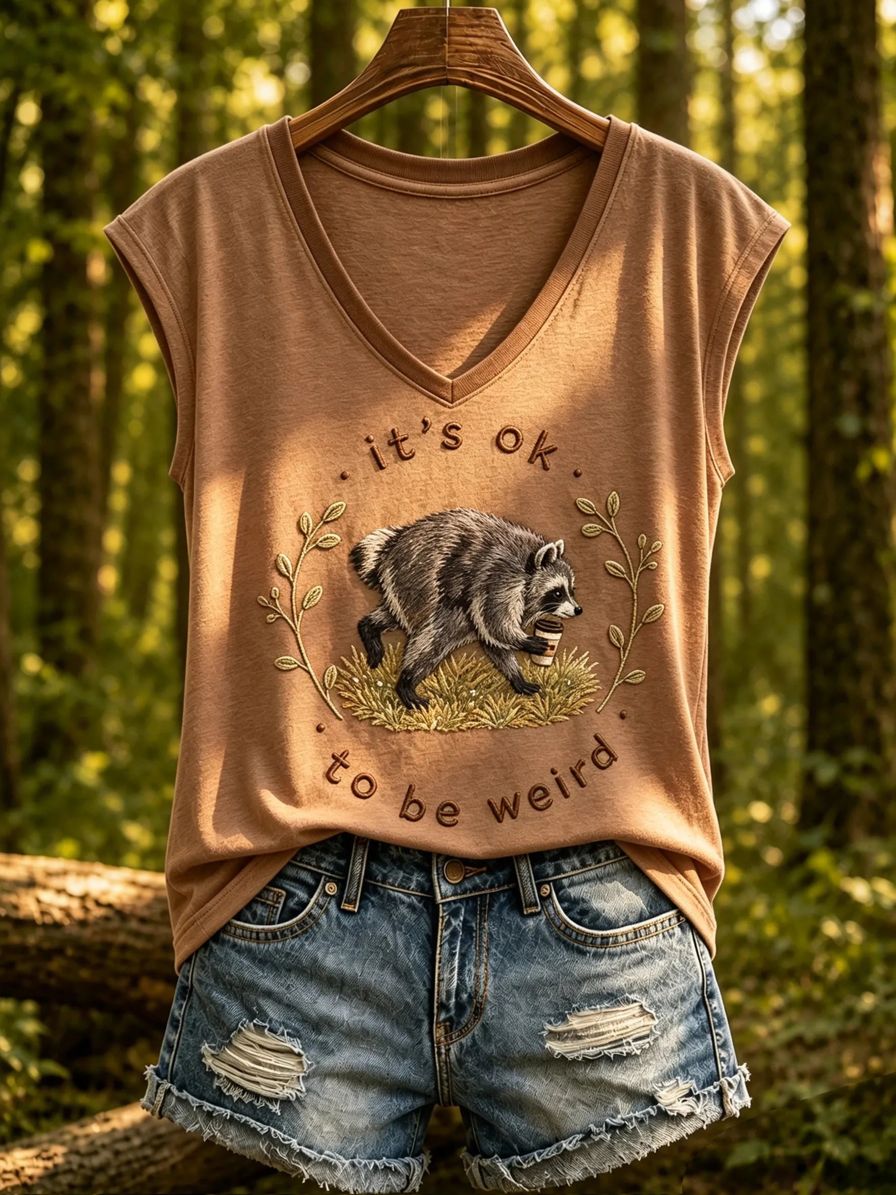 Women's Jimothy Raccoon Animal Top