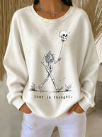 Women's Retro Halloween Lost In Thought. Printed Sweatshirt