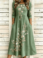 Women's Casual Round Neck Printed Loose Dress