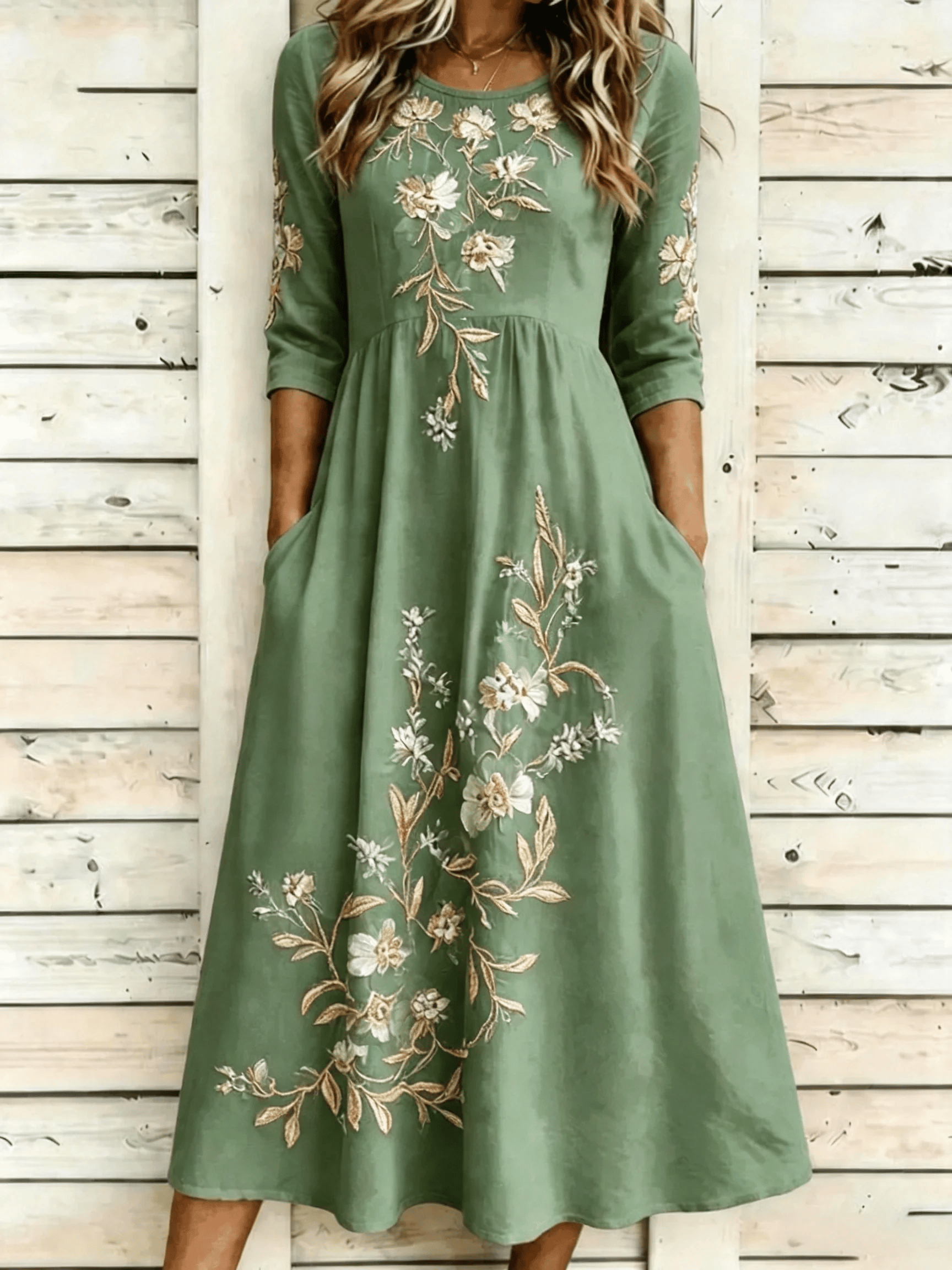 Women's Casual Round Neck Printed Loose Dress