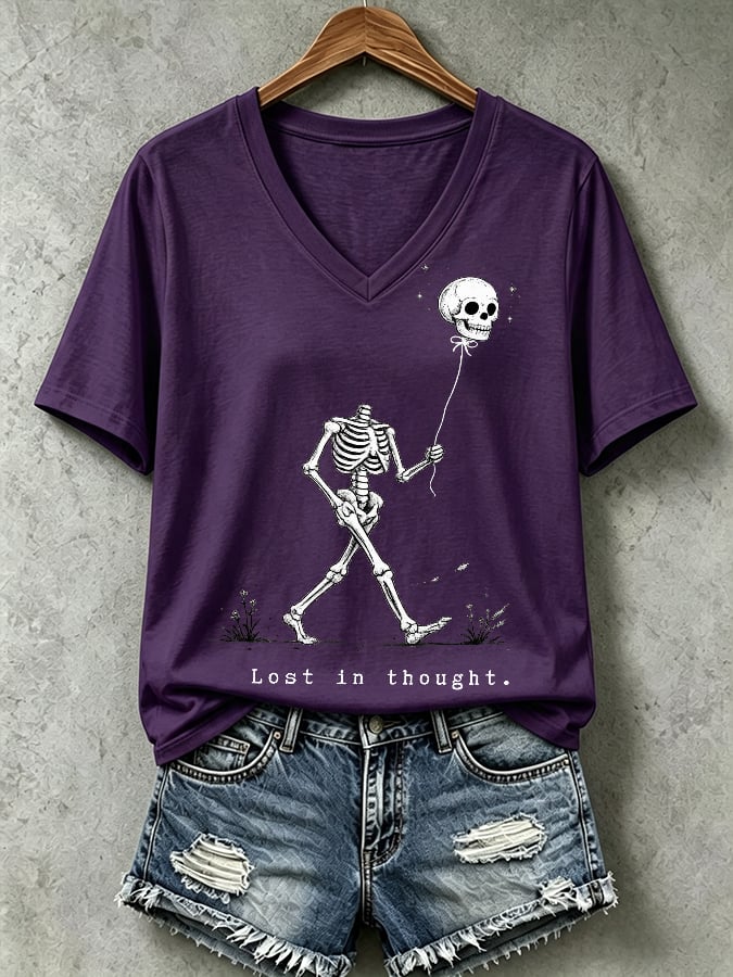 Women's Halloween Well, shit... Print V Neck T-Shirt