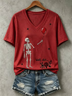 🔥🔥2nd 50% Off 🔥🔥Women's Halloween Well, shit... Printed V-Neck T-Shirts
