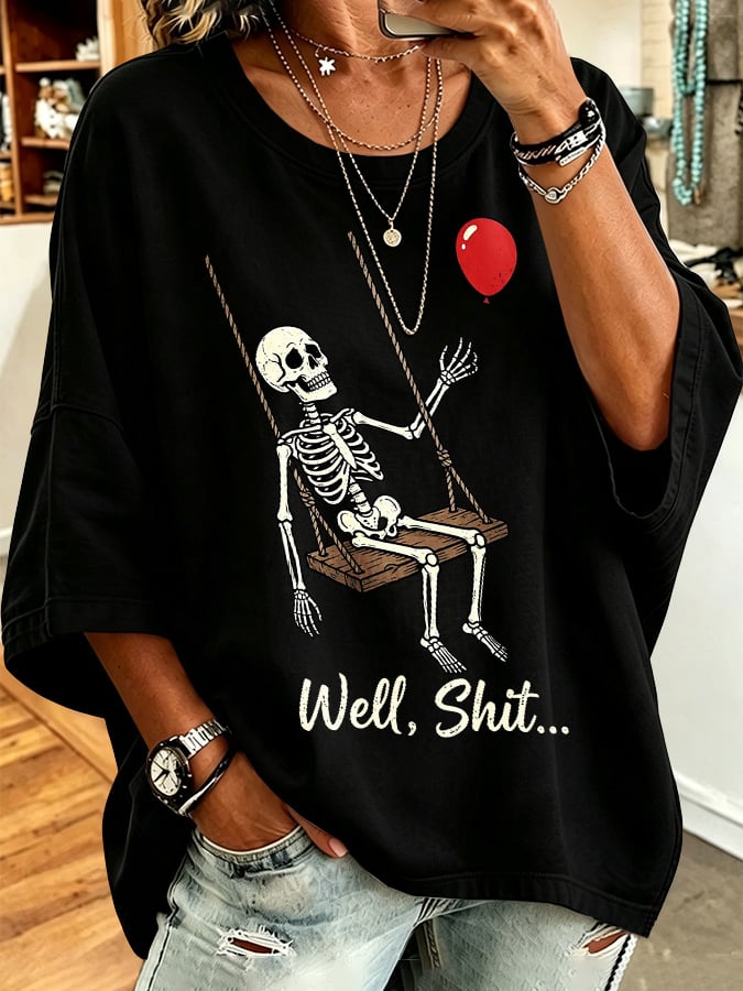 Women's Retro Halloween Well, Shit... Printed Sweatshirt