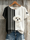 Women's Cute Dog Print Casual T-shirt
