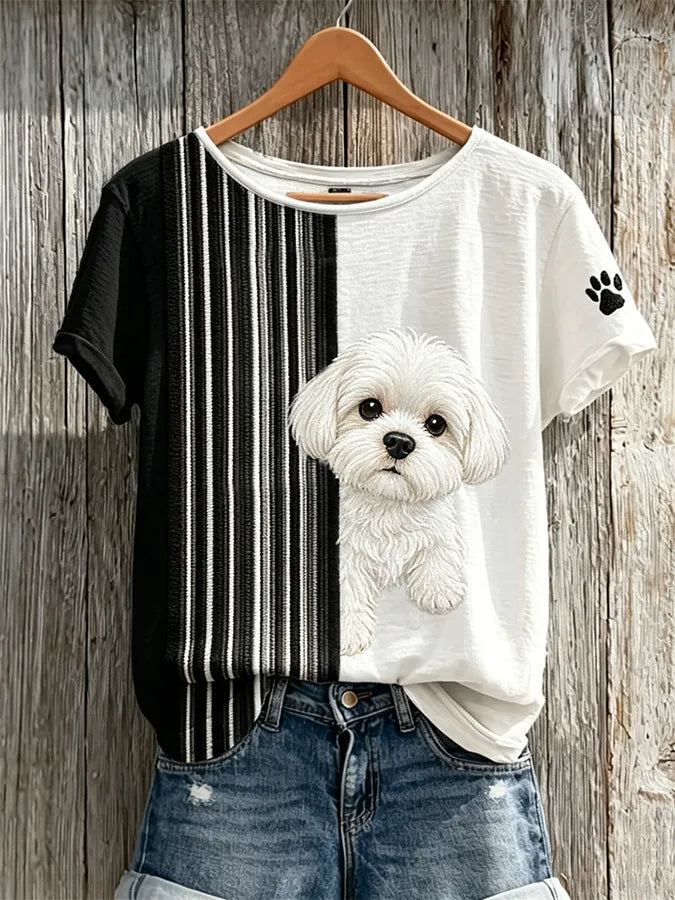 Women's Cute Dog Print Casual T-shirt