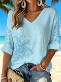 Women's Beach Turtle Vacation Printed T-shirt