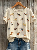 Women's simple cute dog animal printed T-shirt