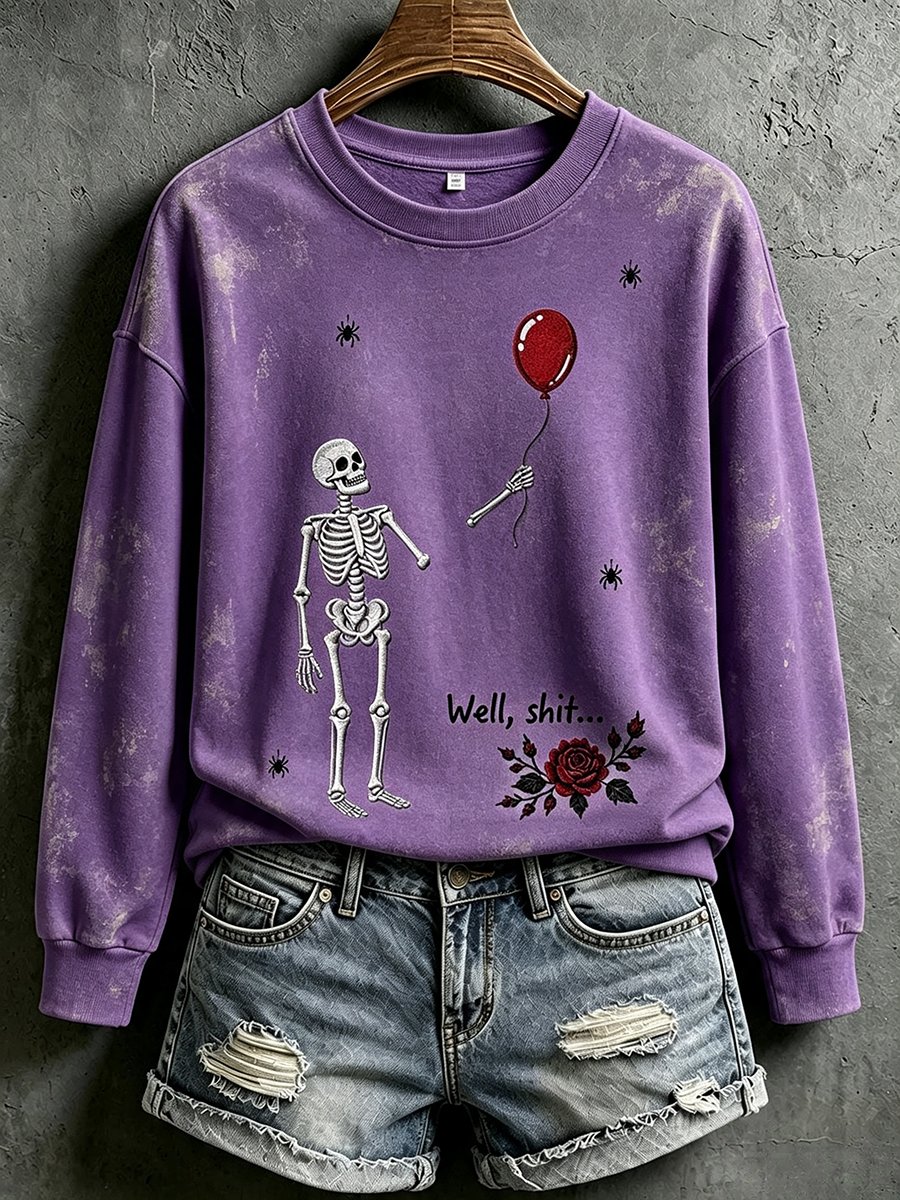 Women's Retro Halloween Well, shit... Print Sweatshirt