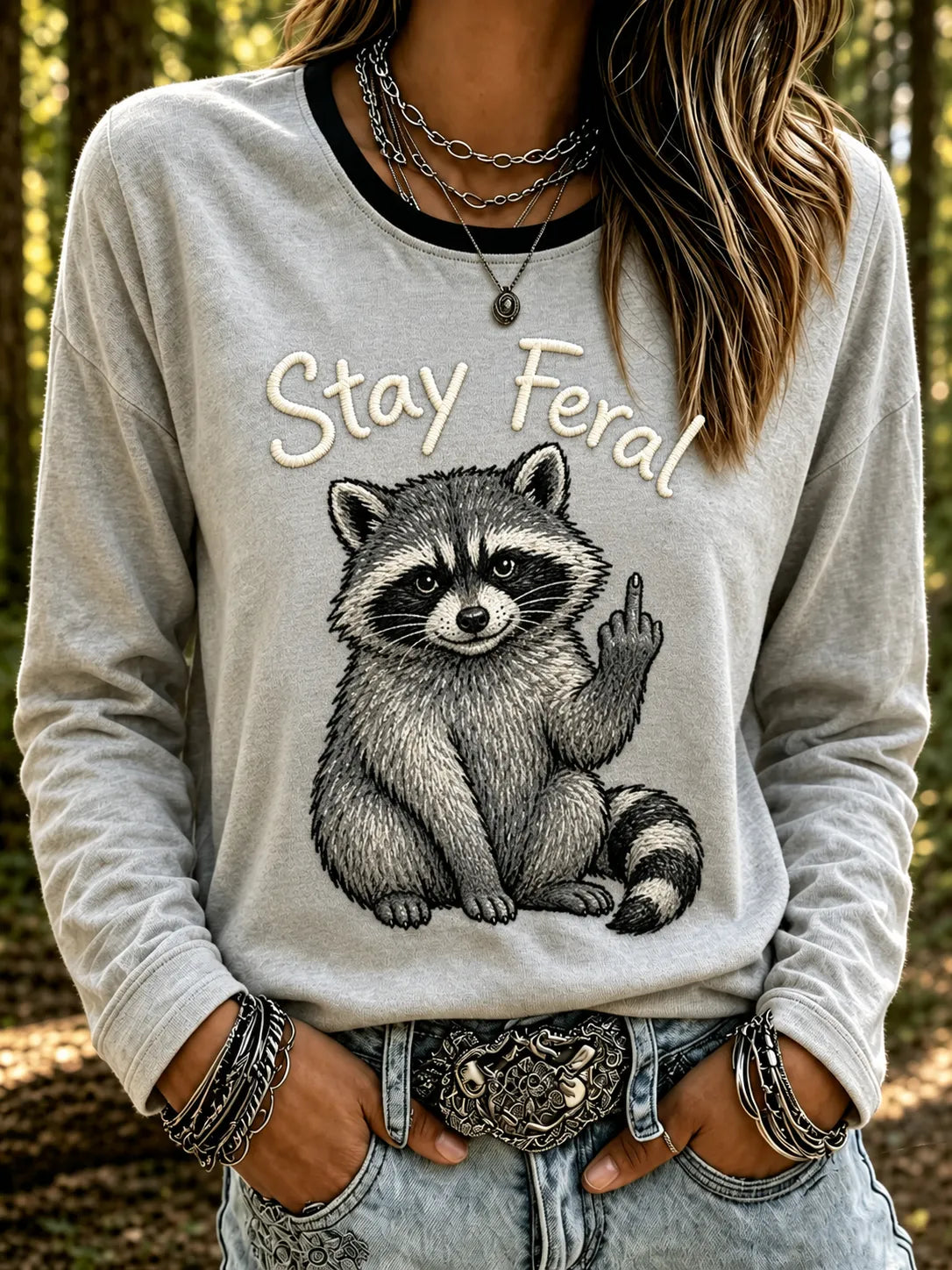 Women's Jimothy Raccoon Animal Top
