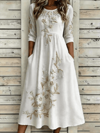 Women's Casual Round Neck Printed Loose Dress