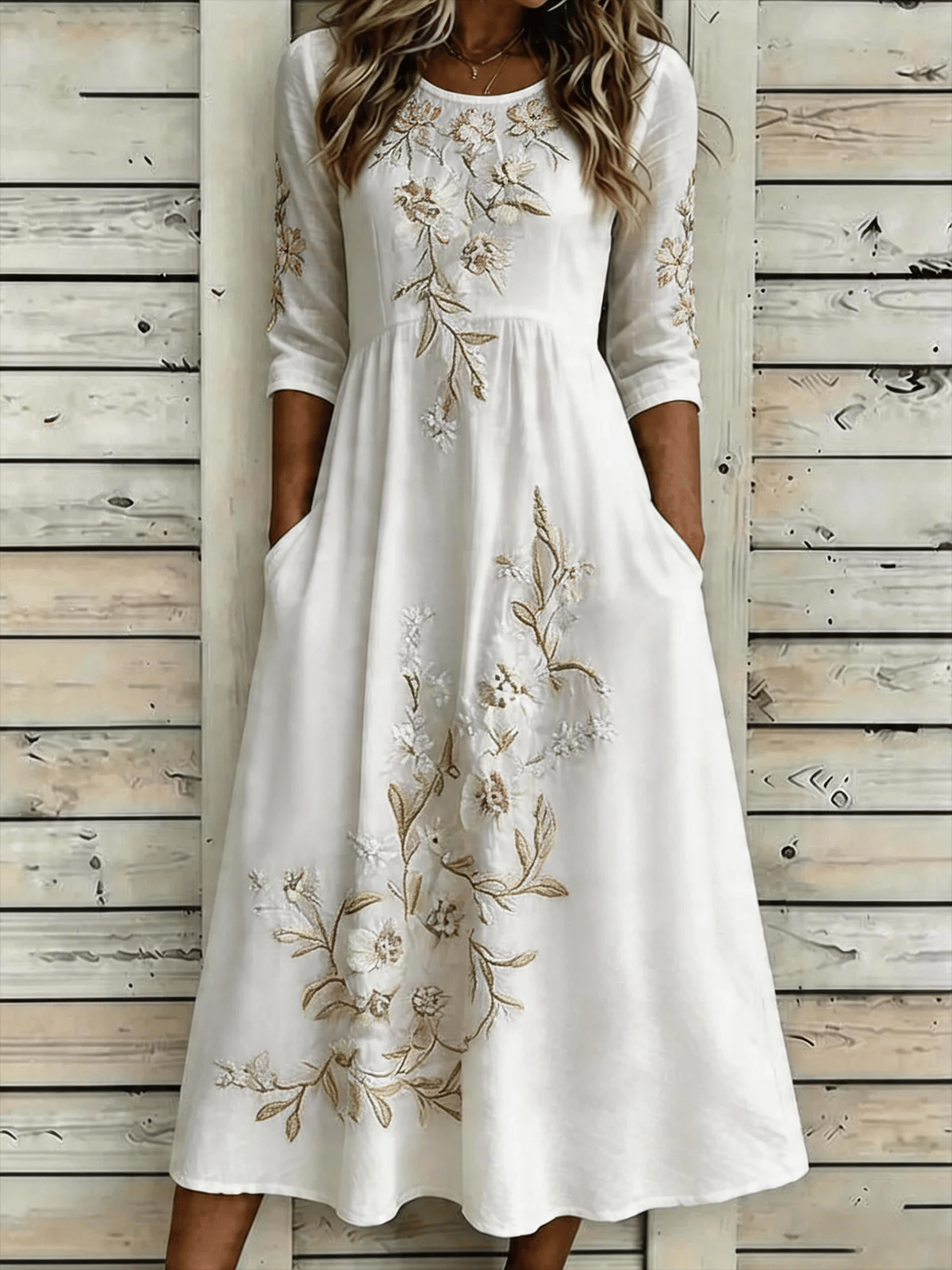 Women's Casual Round Neck Printed Loose Dress