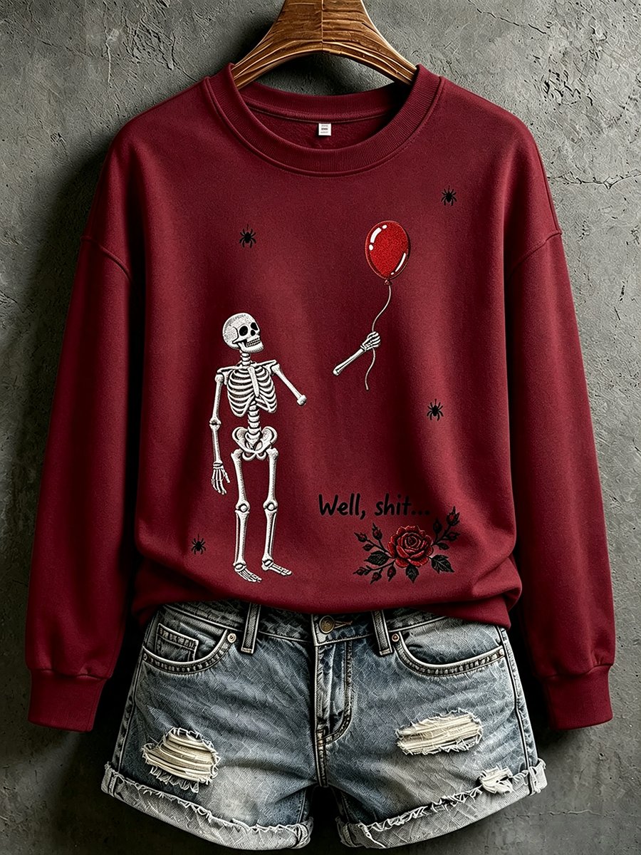 Women's Retro Halloween Well, shit... Print Sweatshirt