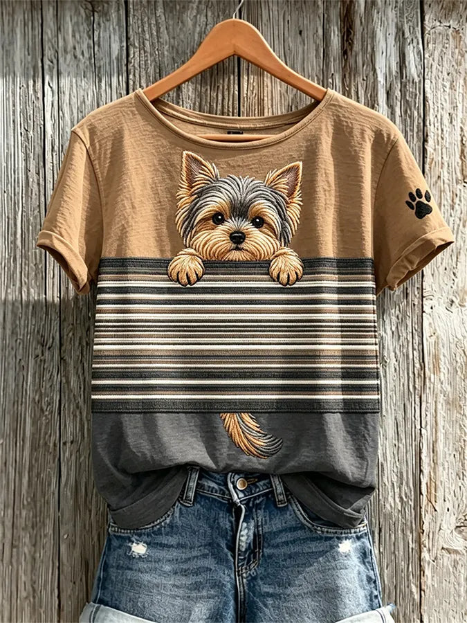 Women's Cute Dog Print Casual T-shirt