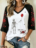 Women's Halloween Well, shit... Print V Neck T-Shirt
