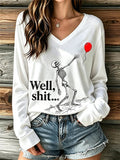 🔥🔥2nd 50% Off 🔥🔥Women's Retro Halloween Well, shit... Print T-Shirt