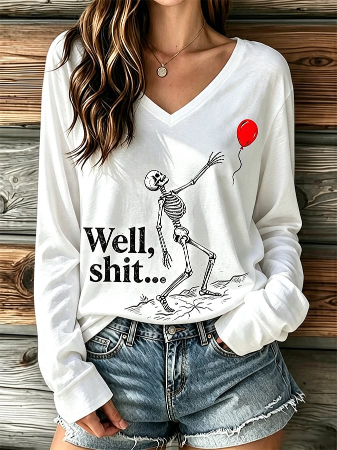 🔥🔥2nd 50% Off 🔥🔥Women's Retro Halloween Well, shit... Print T-Shirt