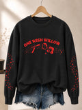 Women'S Retro Wish Card Print Sweatshirt