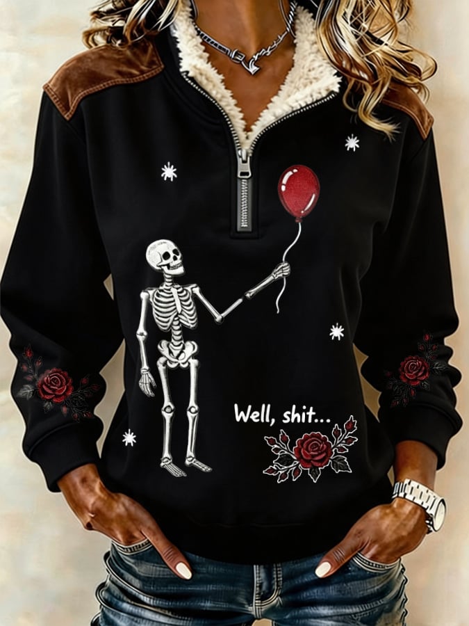 Women's Retro Halloween Well, Shit... Printed Sweatshirt