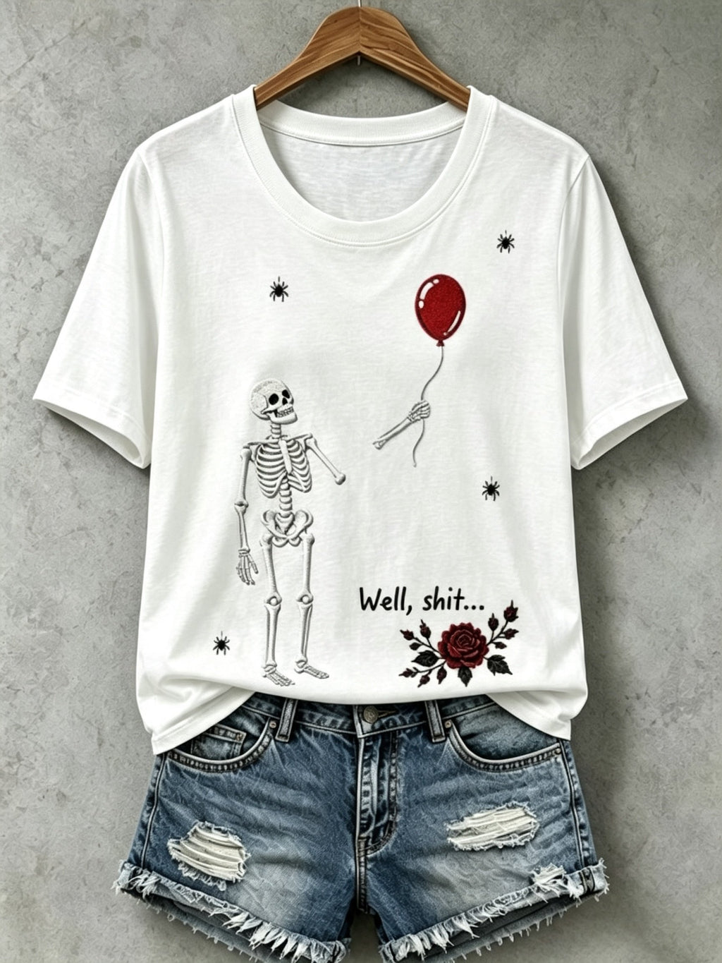 Women's Retro Halloween Well, shit... Print Raglan Short-Sleeved T-Shirt