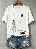 Women's Retro Halloween Well, shit... Print Raglan Short-Sleeved T-Shirt