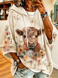 Women's Highland Cow Print Hooded Sweatshirt