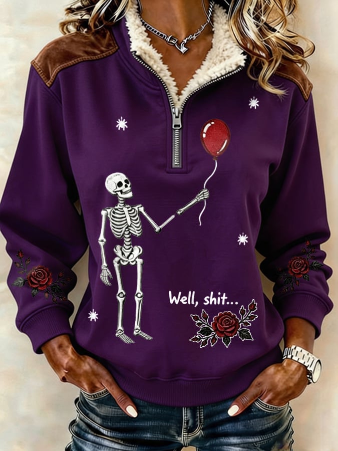 Women's Retro Halloween Well, Shit... Printed Sweatshirt