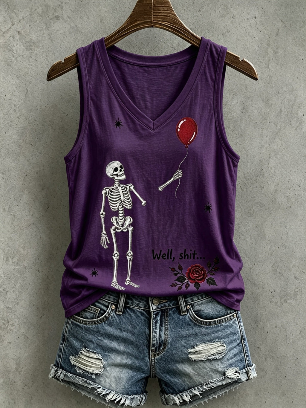 Women's Retro Halloween Well, shit... Print Casual Vest