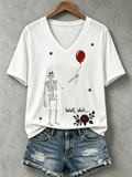 Women's Halloween Well, shit... Print V Neck T-Shirt