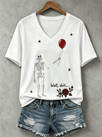 Women's Halloween Well, shit... Print V Neck T-Shirt