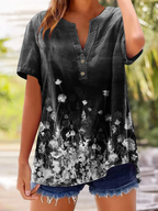 Women's Retro Casual Mushroom Dragonfly Cotton and Linen Shirt