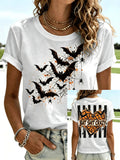 Women's Retro Halloween Print Crew Neck Casual T-Shirt