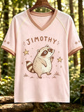 Women's Retro Jimothy Raccoon Print Comfortable T-Shirt