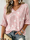 Women's V-neck floral print shirt