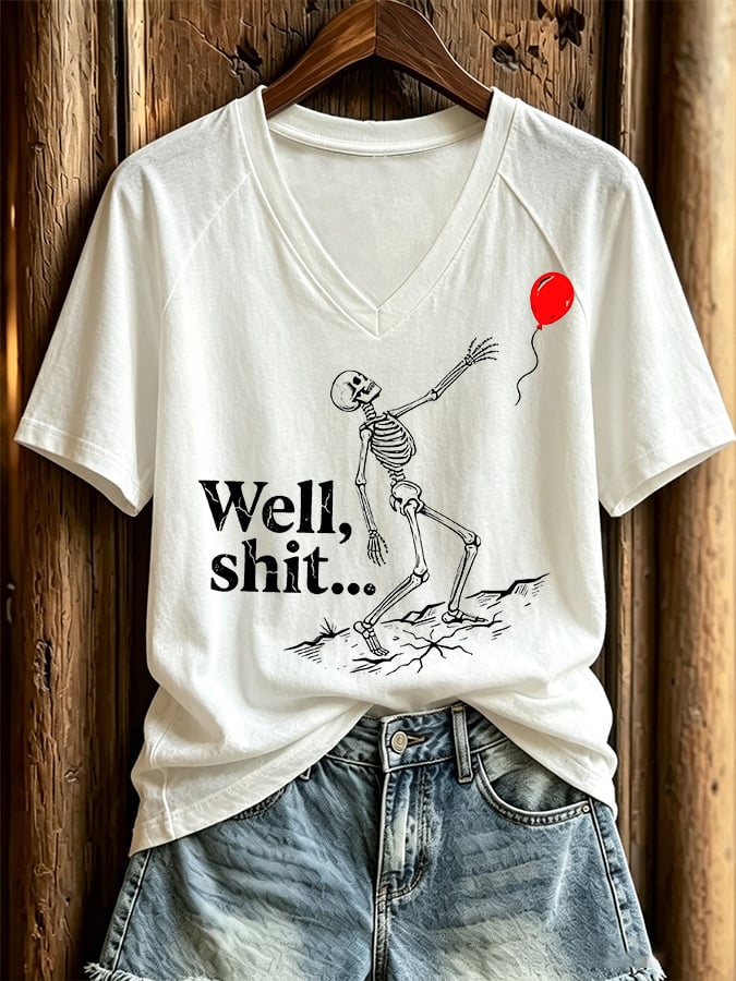 🔥🔥2nd 50% Off 🔥🔥Women's Halloween Well, shit... Printed Casual Short-Sleeve T-Shirt