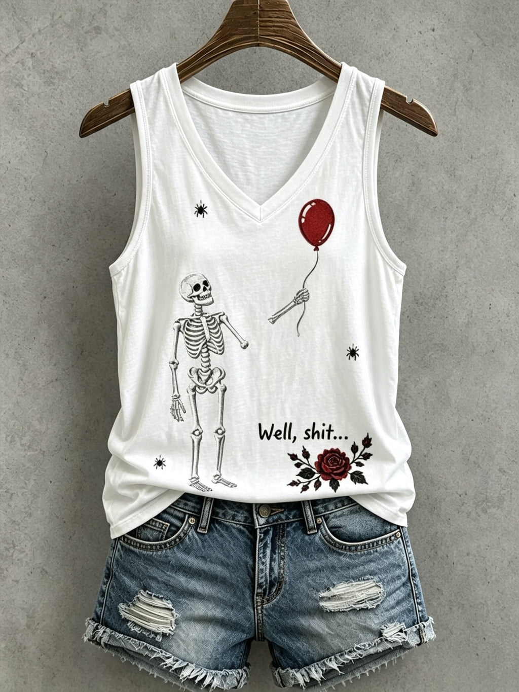 Women's Retro Halloween Well, shit... Print Casual Vest