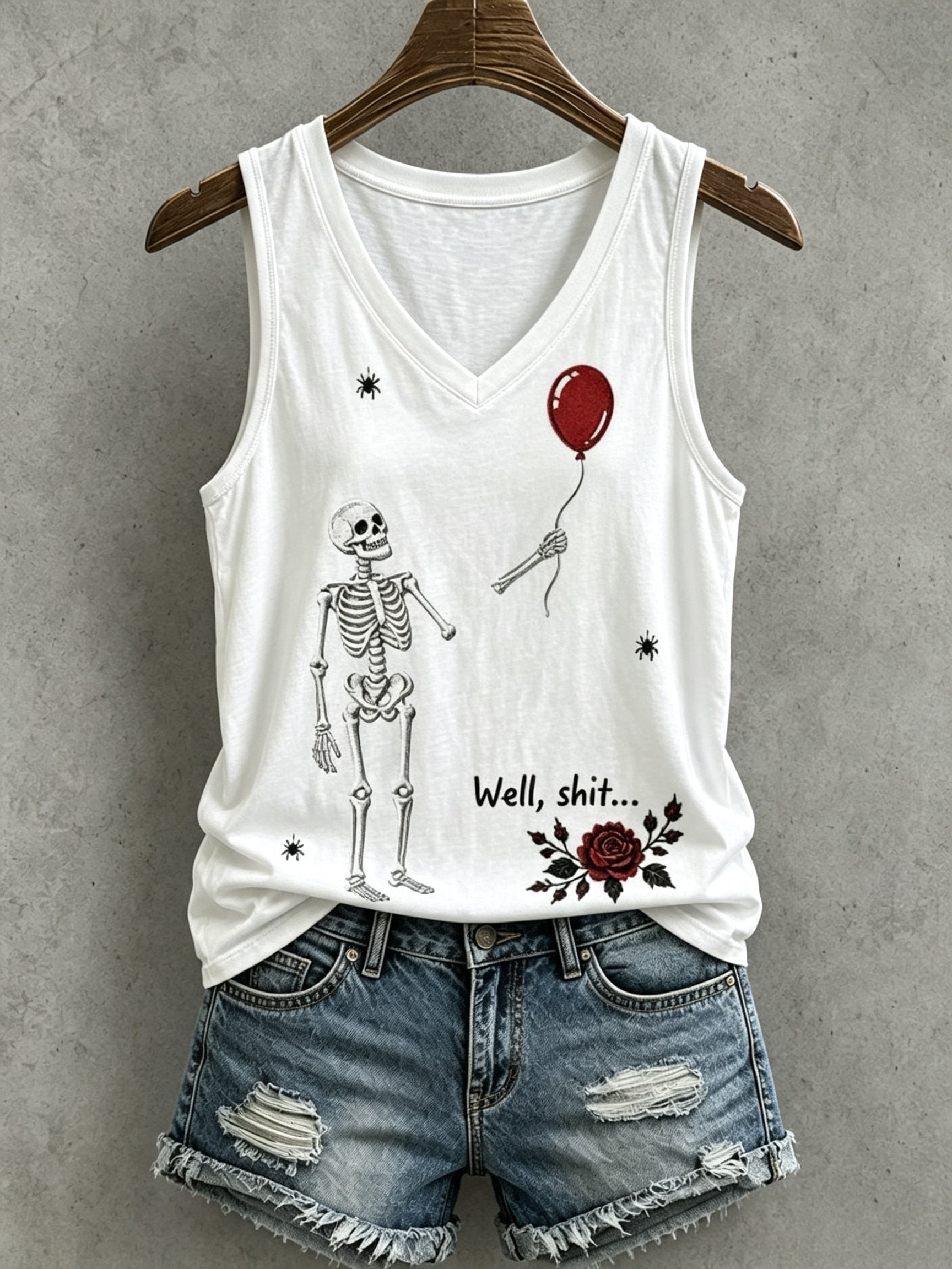 Women's Retro Halloween Well, shit... Print Casual Vest