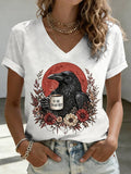 Women's Retro Is He Dead Yet ? Print V Neck T-Shirt