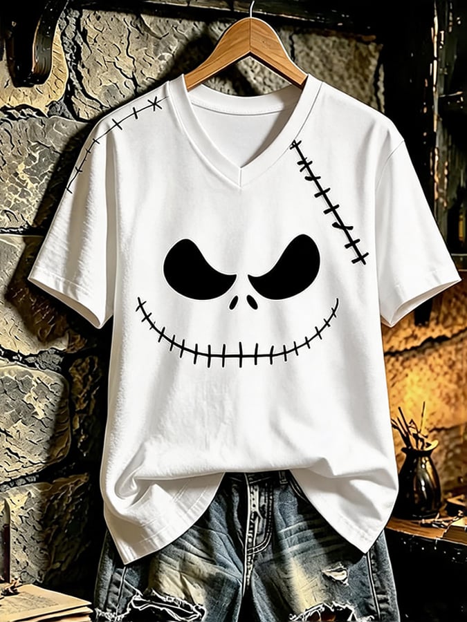 Women's Halloween Scary Pumpkin Face Cat Art Print Top