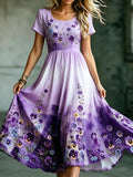 Women's Alzheimer's Awareness Floral Art Print Dress