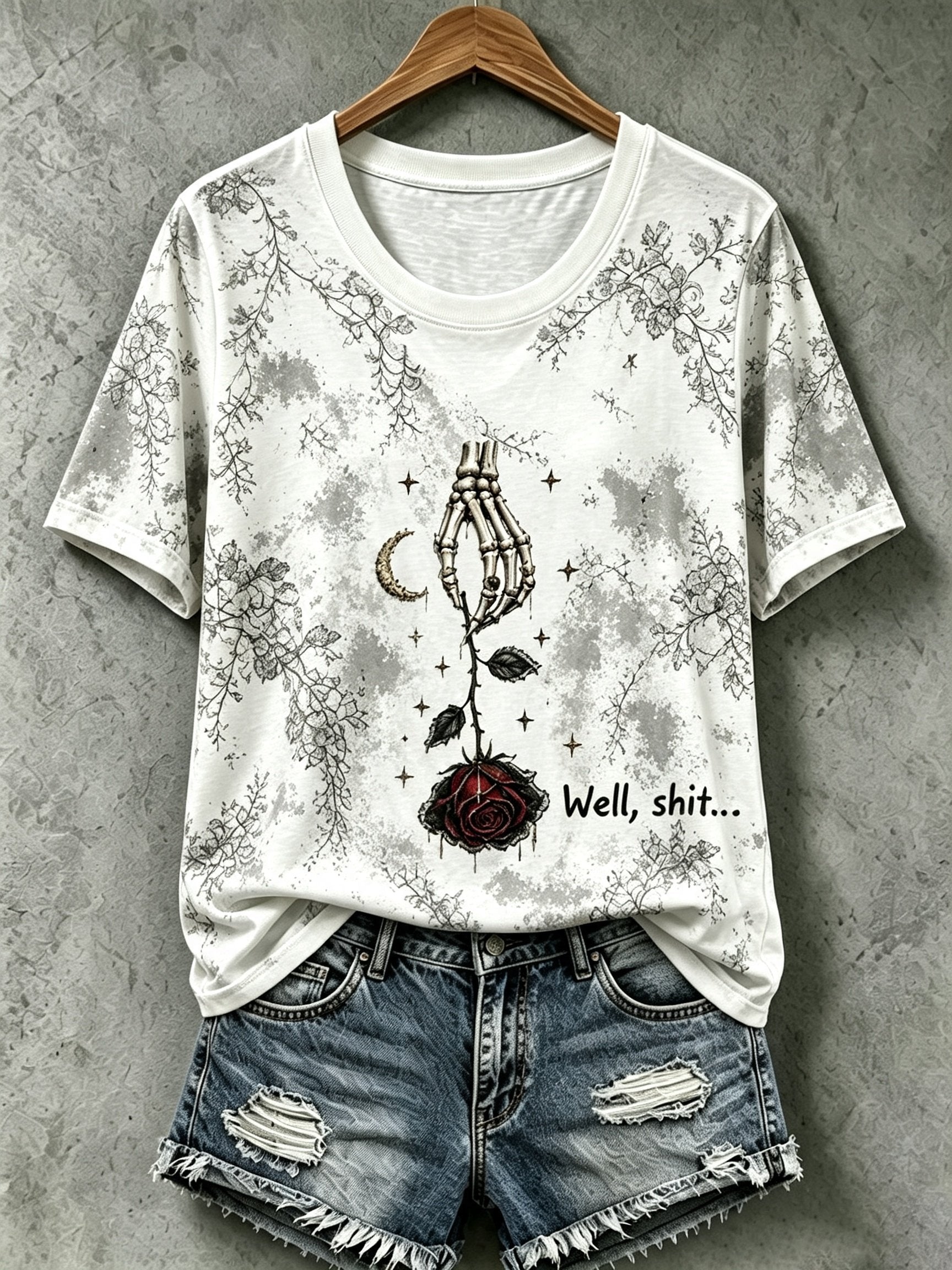 Women's Retro Halloween Well, shit... Print Raglan Short-Sleeved T-Shirt
