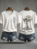 Women's Retro Halloween Well, Shit... Print V Neck T-Shirt