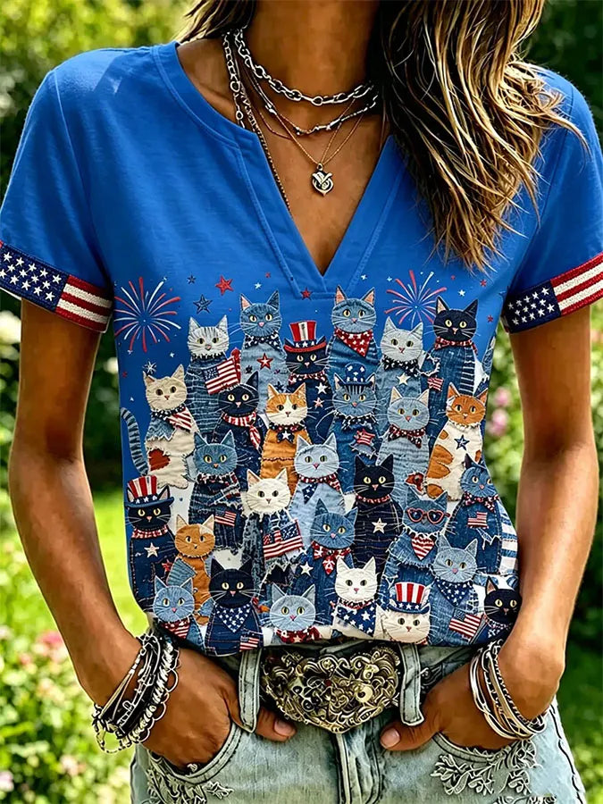 Women's Casual Printed Short-Sleeve Top