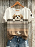 Women's Cute Dog Print Casual T-shirt