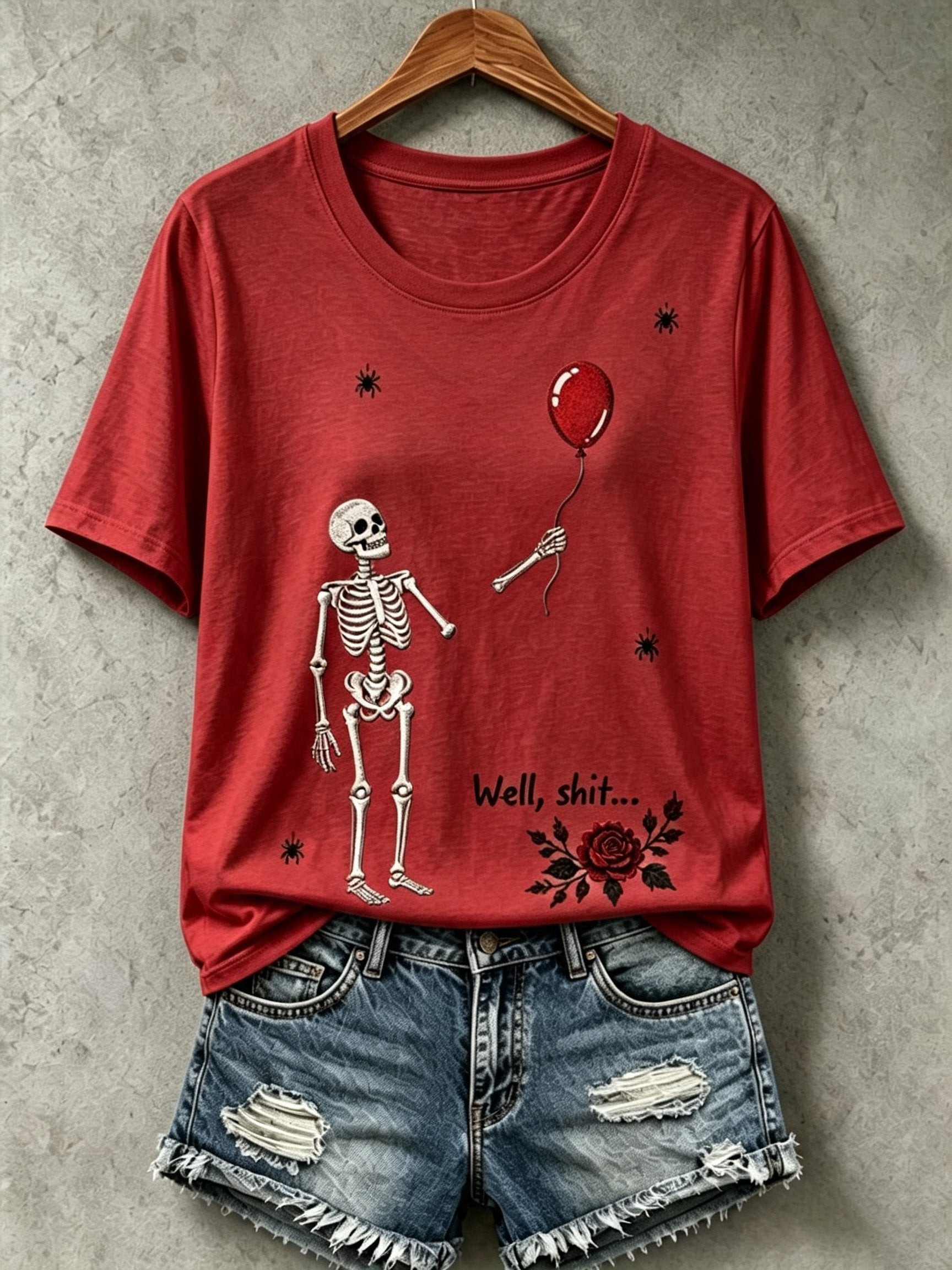 Women's Retro Halloween Well, shit... Print Raglan Short-Sleeved T-Shirt