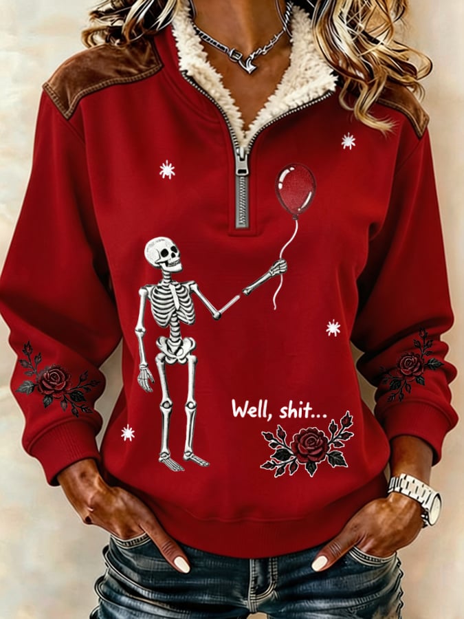 Women's Retro Halloween Well, Shit... Printed Sweatshirt