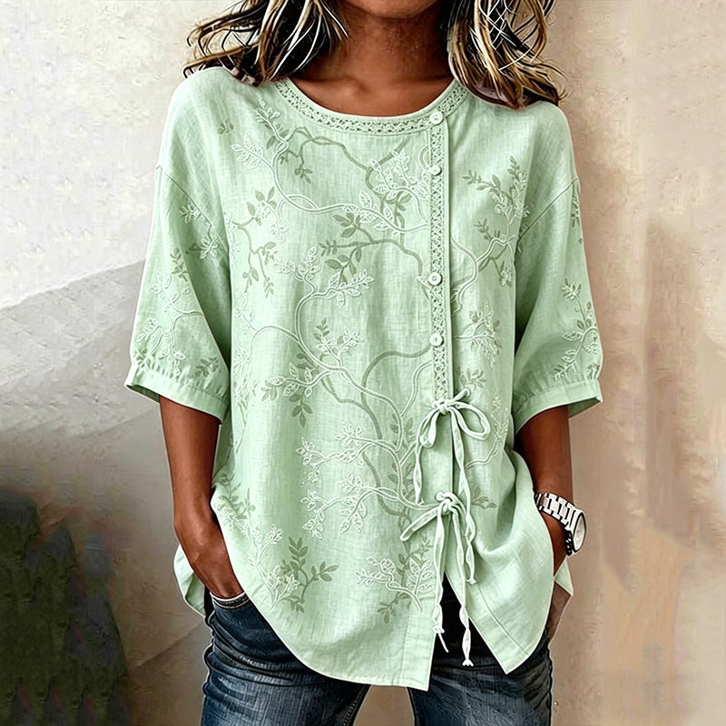 Women's Casual Floral Print Short-sleeved Top