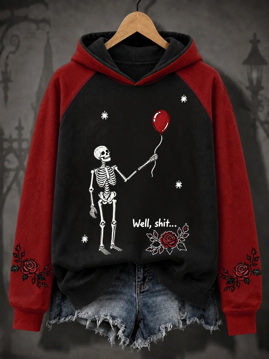 Women's Retro Halloween Well, shit... Printing Hoodie